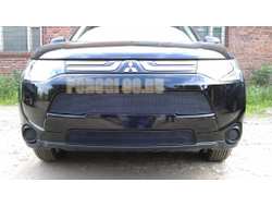 Защита радиатора Mitsubishi Outlander III 2012-2015 black верх PREMIUM