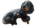 Садовая (интерьерная) фигура собака Такса со щенками  27 х 33 см