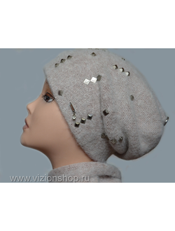 Вязаная шапка для женщин и шарф осень зима 2019  Vizio Италия 6112 CL розовая