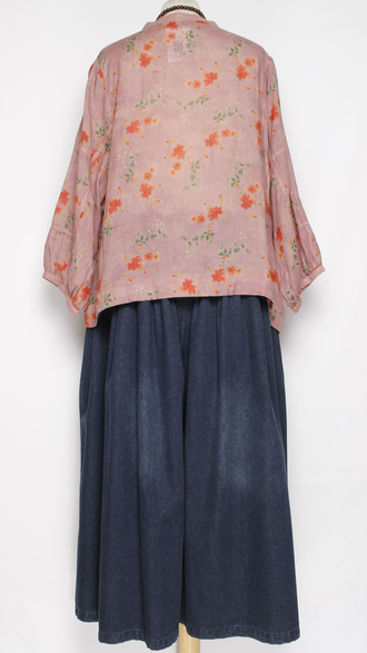 Рубашка Бохо "ПРОВАНС СТОЙКА РУКАВ 3\4" розовая до р.52