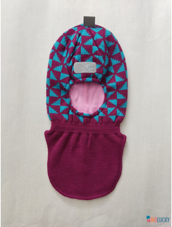 Шапка-шлем "Бантики" 20201-07, цвет бордовый, бирюзовый р. 48-50