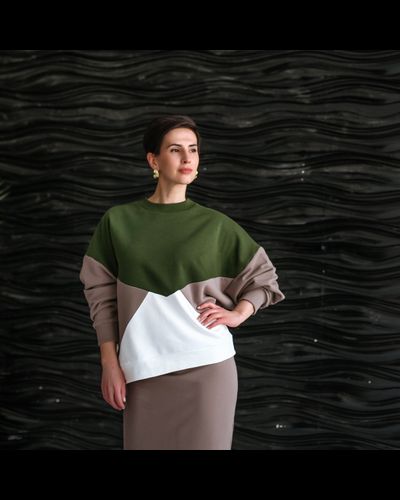 Свитшот  колорблок (олива)