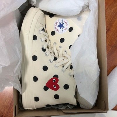 Настоящие фото белы кеды Converse Comme des Garçons 157251C