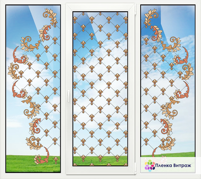 Витражная пленка, витражная пленка самоклеющаяся, пленочный витраж с классическим рисунком