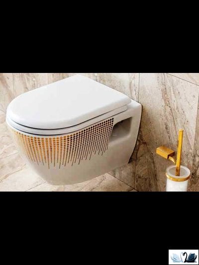 Чаша унитаза Creavit Single Point Gold TP325-11CB00E-NA00, подвесная, с золотым рисунком золото круги