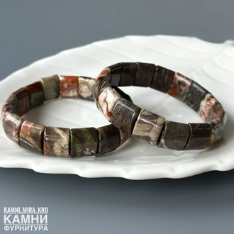Браслет яшма пейзажная прямоугольники 12,5х15 мм, цена за штуку