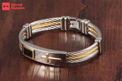 Браслет с кожаными вставками New Dogma