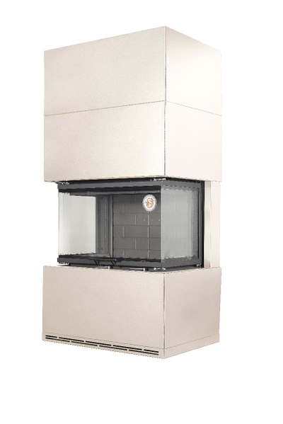 Камин Родос 800 черный / графит / слоновая кость, белый /черный шамот, Экокамин (Россия)