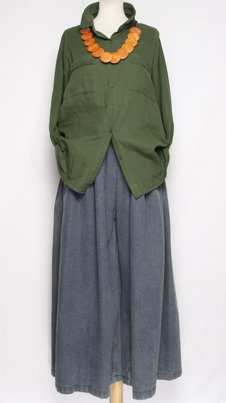 Рубашка Бохо "Муслин два кармана" хаки, малахит, графит, черная до р.54