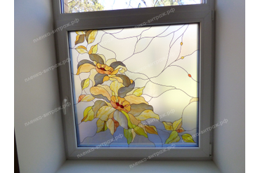 витражная пленка декор цветы-4
