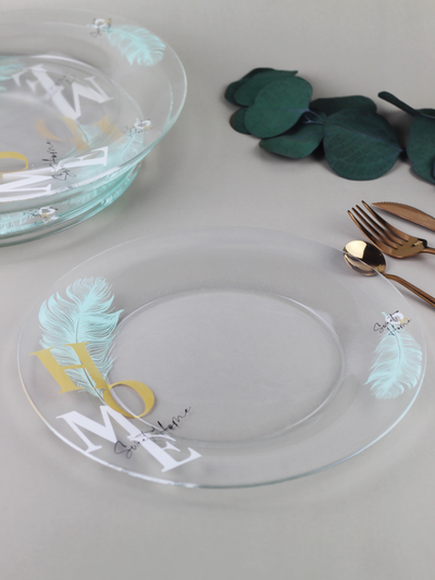 Тарелка 25см, мятное перо