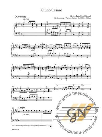 Händel. Giulio Cesare in Egitto HWV17 Klavierauszug (it/dt)