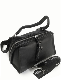 (АРТИКУЛ: 10113/1)СУМКА ЖЕНСКАЯ, НЕБОЛЬШАЯ, НАТУРАЛЬНАЯ КОЖА, ЧЕРНАЯ, С ДВУМЯ ПЛЕЧЕВЫМИ РЕМНЯМИ