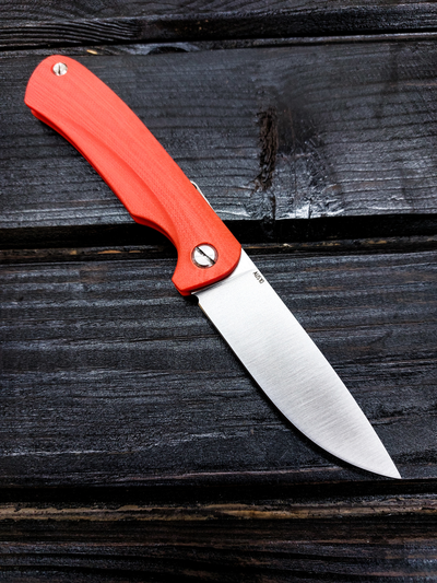 Фрикционный складной нож Микрос+ сталь AUS10, рукоять G10, цвет оранжевый