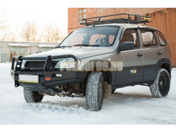 Передний силовой бампер серии Трофи на Chevrolet NIVA 2009-2020 (02.007.03)