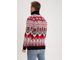 Свитер мужской под горло/свитер красный/свитер с норвежским узором