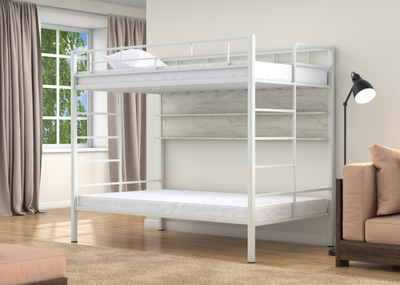 Двухъярусная кровать Валенсия 120 Твист Белый полка Дуб крафт белый