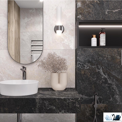 Керамогранит Ocean Ceramic Blaze nero графитовый 60 x 60 см карвинг