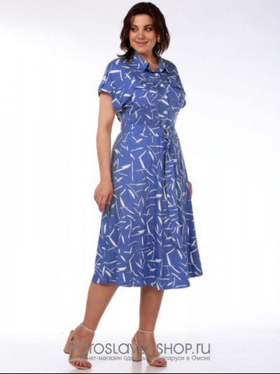 Модель: 2764-2. Нарядное платье из вискозы отрезное по талии с принтом полоски.