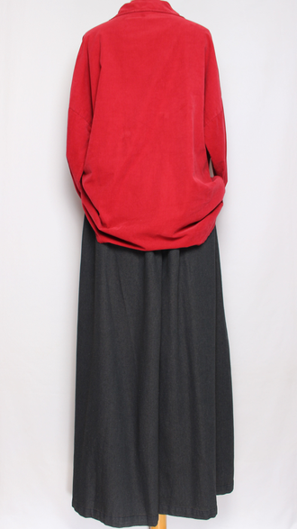 Рубашка Бохо вельветовая "КАРМАНЫ КЛАПАНЫ"  красная до р.54