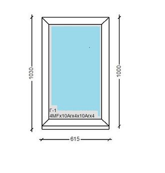ОКНО глухое REHAU Grazio ш.615 * в.1000