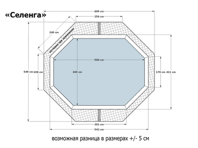 Деревянный морозоустойчивый бассейн "Селенга" 500 х 370 х 145 см Кристалл
