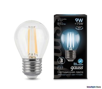 Gauss LED Filament Globe P75 9w 840 E27