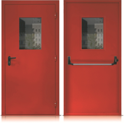 Дверь противопожарная ДПМО-01/60 остекленная с системой антипаника 2100*900 - 1,4 мм