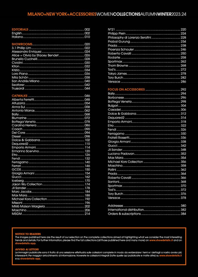 Showdetails Womenswear Collections Milano New-York Accessories Issue 36 Autumn-Winter 2024, Intpress