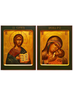 Венчальная пара. Образ Спасителя. Образ пресвятой Божией Матери “Корсунская”. Рукописные иконы.