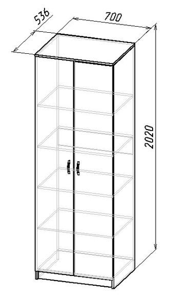 Шкаф двустворчатый ширина 700 мм полки