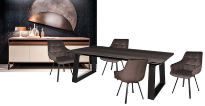 LEONARDO черный /керамика темный дуб 160(+40+40)x90