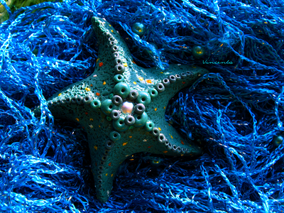 Летняя брошь "Морская звезда" с жемчужной вставкой