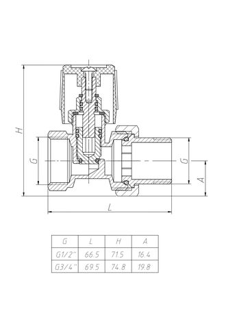 Вентиль регулировочный для радиатора Оазис PV1/2
