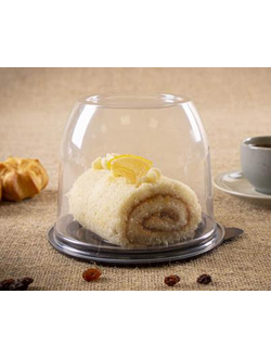 Контейнер-купол для пирожных пластик (крыш-дно, прозр/черн), 132*103мм