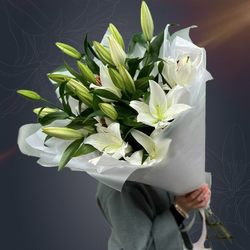 Классический букет из 5 белых Голландских лилий