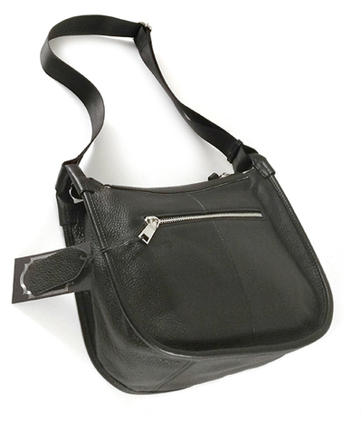 (АРТИКУЛ: 8695/1/81) СУМКА ЖЕНСКАЯ НЕБОЛЬШАЯ, НАТУРАЛЬНАЯ КОЖА, ЧЕРНАЯ,  С ТЕКСТИЛЬНЫМ РЕМНЕМ ЧЕРЕЗ ПЛЕЧО