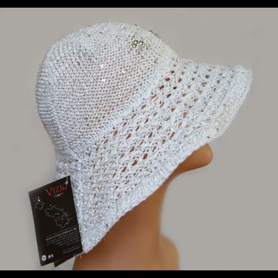 Шляпа украшениями белая Vizio Италия 6347 F1 летняя