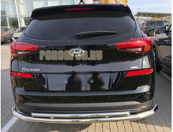 Защита заднего бампера двойная с двумя подгибами d60/42 Hyundai Tucson (2018-2021)