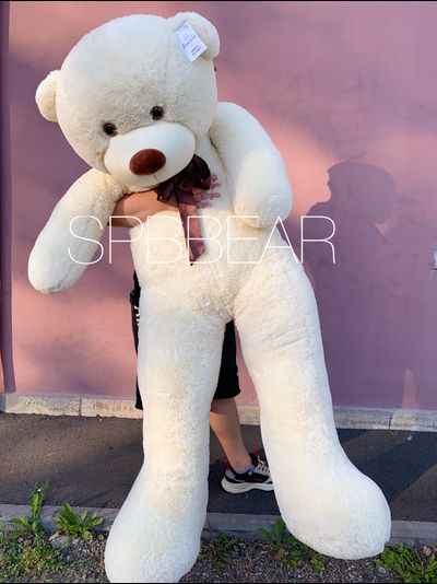 Гигантский плюшевый медведь 210 см молочный Леброн