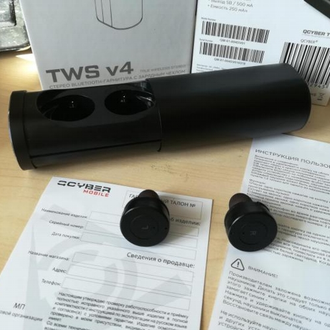 Bluetooth наушники вкладыши с микрофоном Qcyber TWS V4 (чёрные)