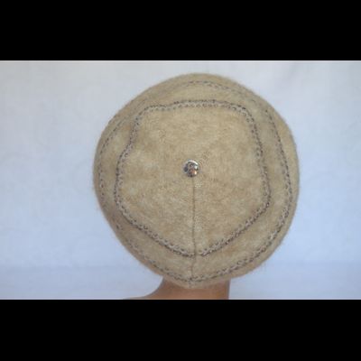 Женский берет зимний Vizio Италия 5854 бежевый с розовым