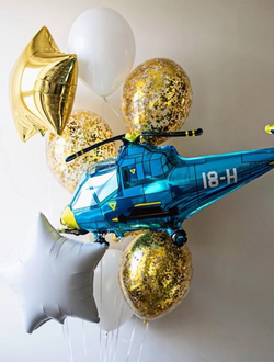 Сет воздушных шаров с вертолётом для него "Тебе"