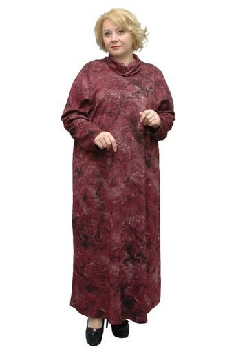Платье из мягкого трикотажа большого размера Арт. 2332 (Цвет бордовый) Размеры 54-84