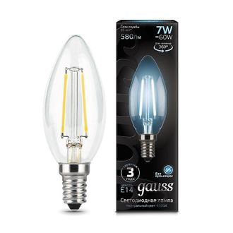 Лампа светодиодная Gauss LED Filament Свеча E14 7Вт 580Лм 4100К (103801207)