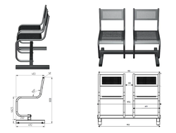Секция стульев перфорированная двухместная СП2