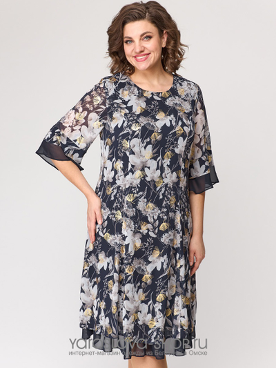 Женское шифоновое  платье в черном цвете с цветочным принтом