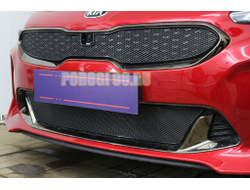 Защита радиатора для KIA Stinger 2018- black верх PREMIUM