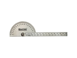 Транспортир с линейкой KRAFTOOL Protractor из нержавеющей стали, 145 мм (34290)