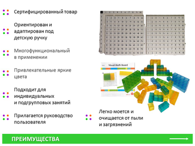Математические доски и полупрозрачные кубики. Набор учебно-игровой.